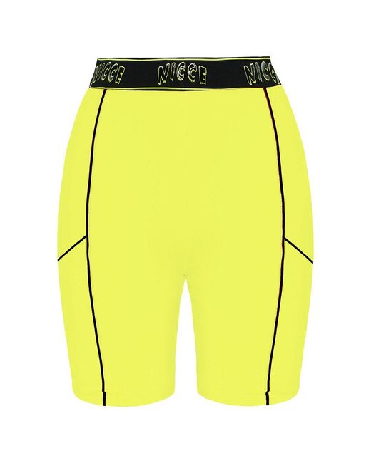 Nicce London Yellow Stretch Logo/Neon Carbon Shorts 201 2 06 03 0180