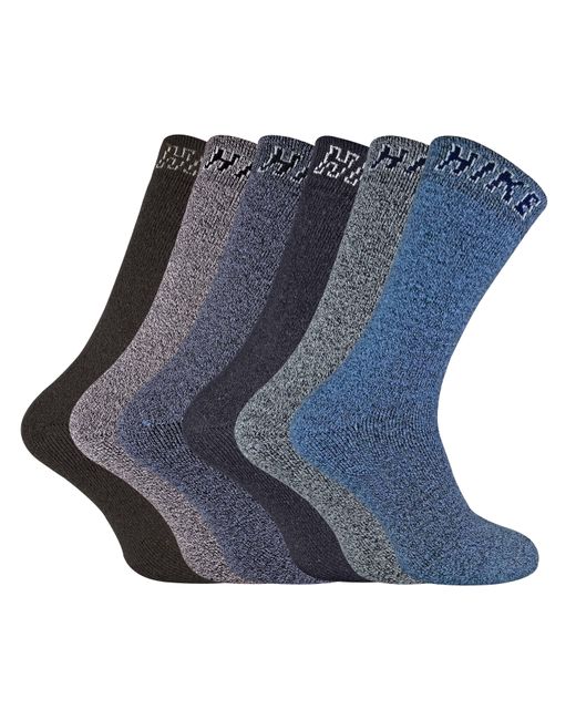 Sock Snob Blue 6 Pairs Hike Summer Breathable Cotton Hiking Socks for men