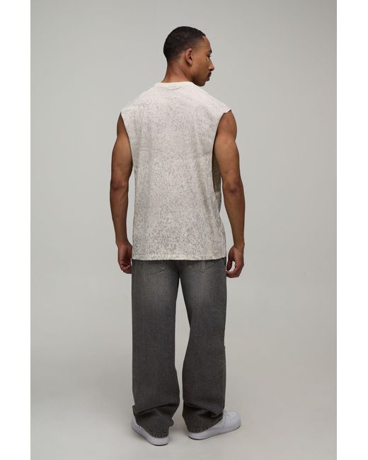 BoohooMAN Gray Oversized Spray Wash Tank Cotton for men