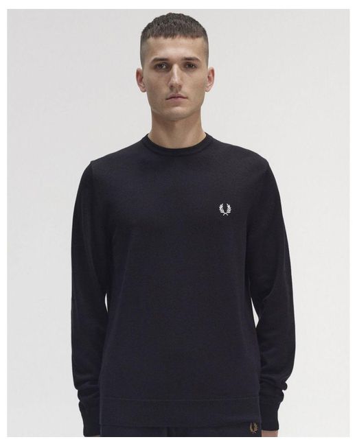 Fred Perry Blue Classic Crewneck Jumper for men