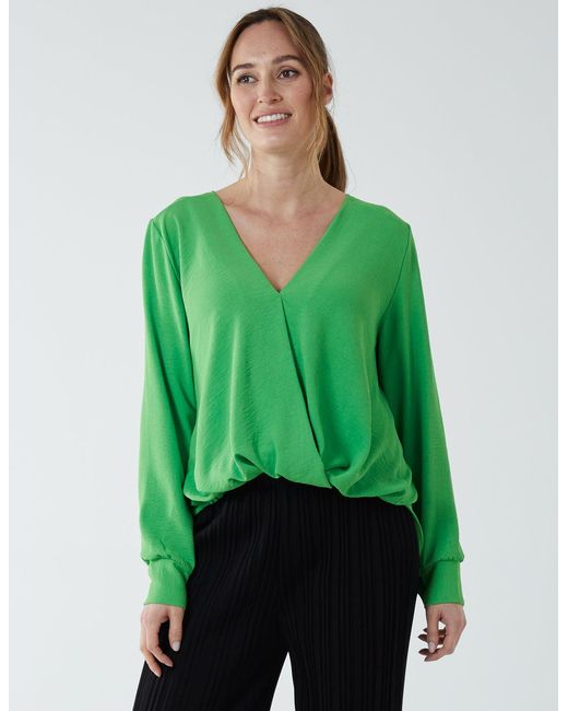 Blue Vanilla Green Crossover Woven Plain Blouse