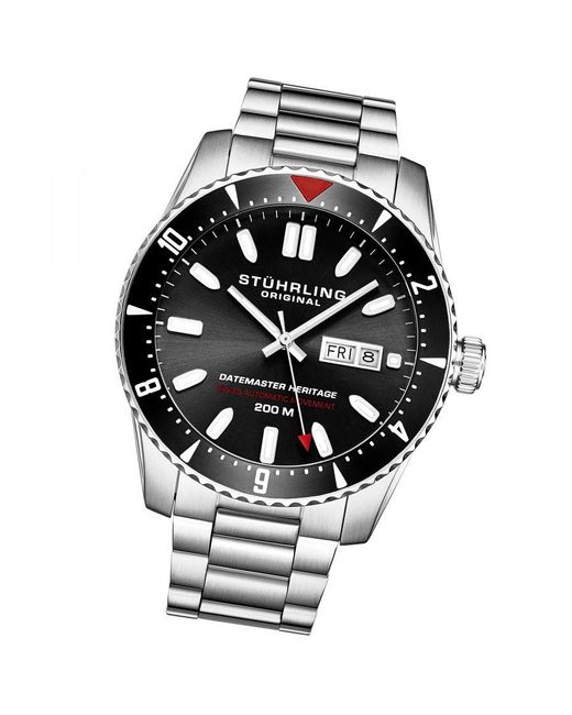 Stuhrling Metallic Swiss Automatic Datemaster Heritage 1004 44Mm Watch for men