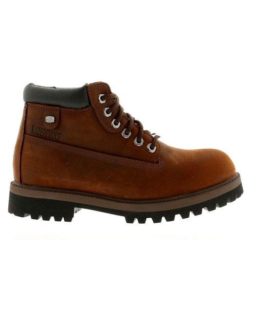 Skechers Brown Smart Boots Sergeants Verdict Leather Lace Up for men