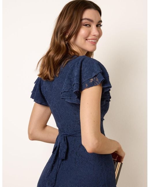 Blue Vanilla Blue Lace Angel Sleeve Mini Dress