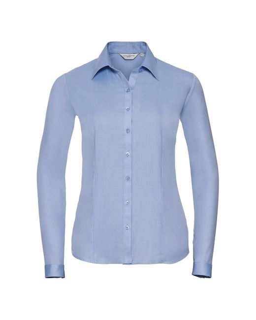 Russell Blue Collection /Ladies Herringbone Long-Sleeved Shirt (Light)