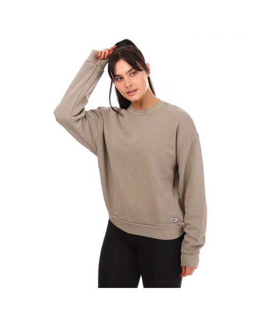 Reebok Gray Womenss Natural Dye Crewneck Sweatshirt
