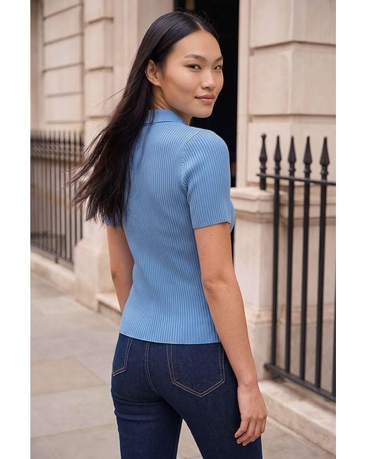 D.u.s.k Blue Polo Knit Top