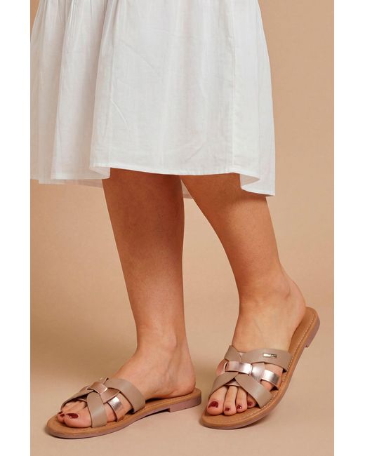 Good for the Sole Brown Myla Faux Leather Interwoven Flat Mules