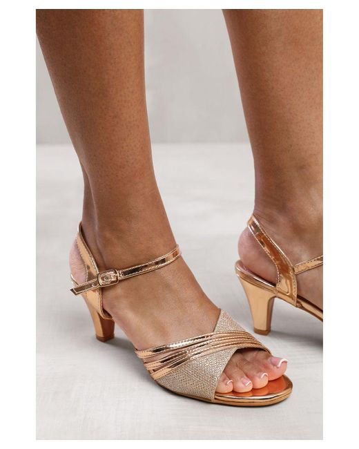Where's That From White Wheres 'Gracie' Low Heel Sandals With Buckle Ankle Strap