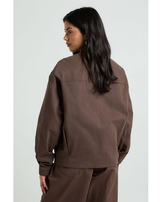 Boohoo Brown Twill Bomber Jacket
