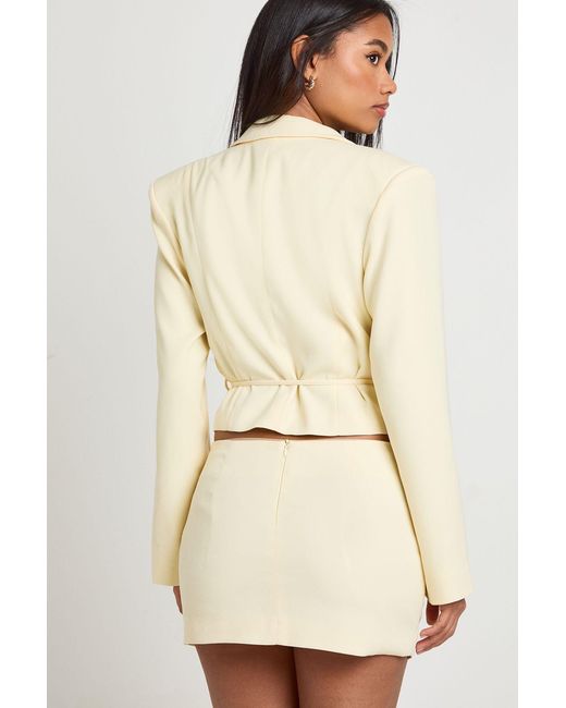 Boohoo Natural Tie Back Cropped Blazer