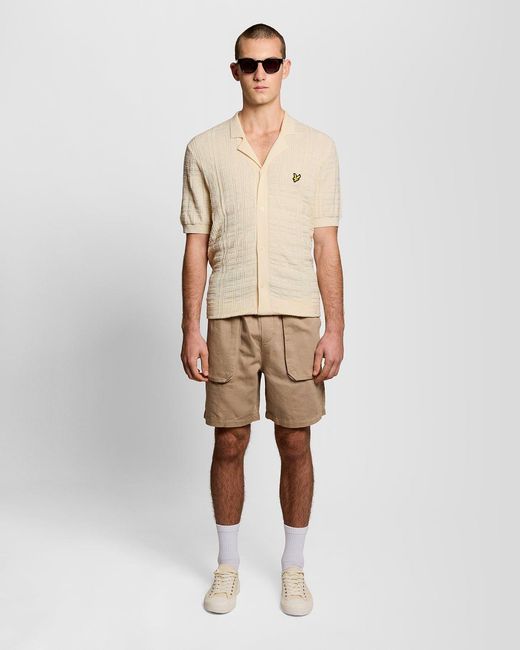Lyle & Scott Natural Revere Collar Knitted Resort Shirt for men