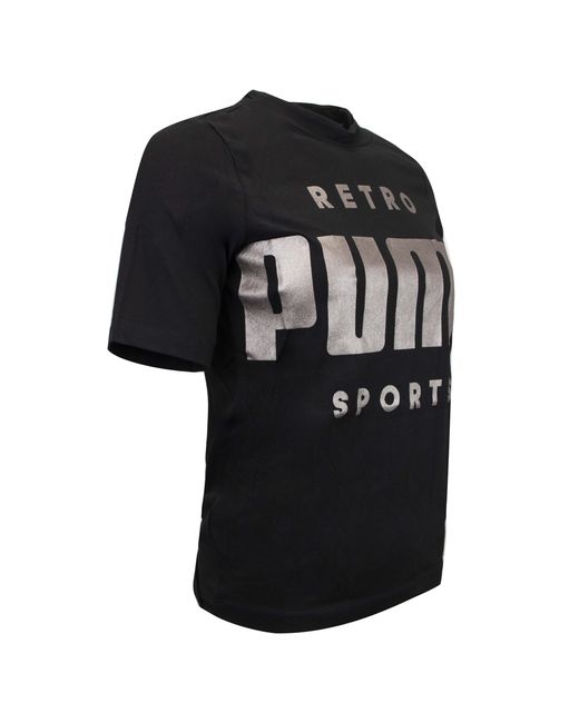 PUMA Black Retro Sport Graphic T-Shirt Logo Top577686 01