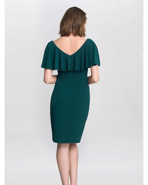 Gina Bacconi Green Allie Flutter Sleeve Cocktail Dress
