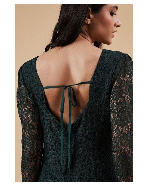 Oasis Natural Occasion Lace Cut Out Back Midi Dress