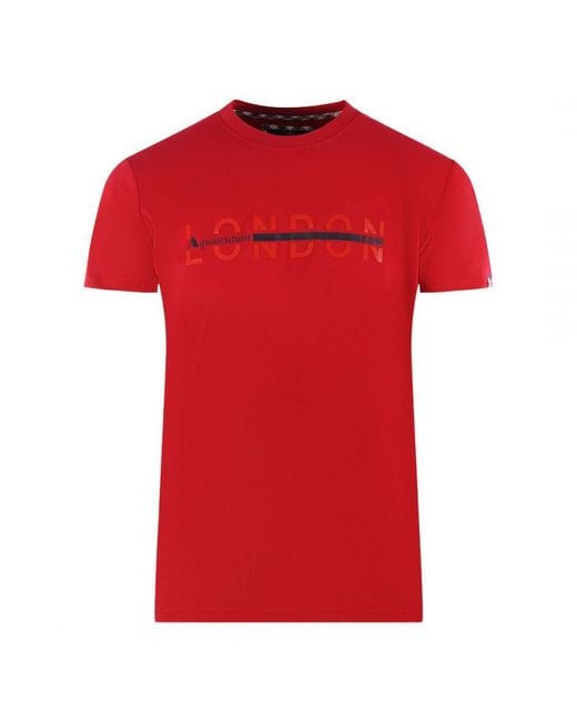 Aquascutum Red London 1851 Split Logo T-Shirt for men