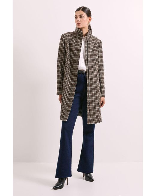 PRINCIPLES Multicolor Check Funnel Zip Through Coat