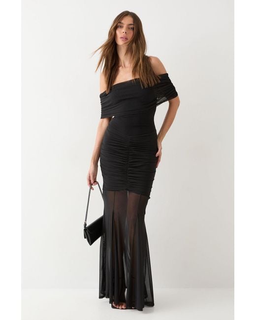 MissPap Off Shoulder Mesh Overlay Maxi Dress in Black Lyst UK
