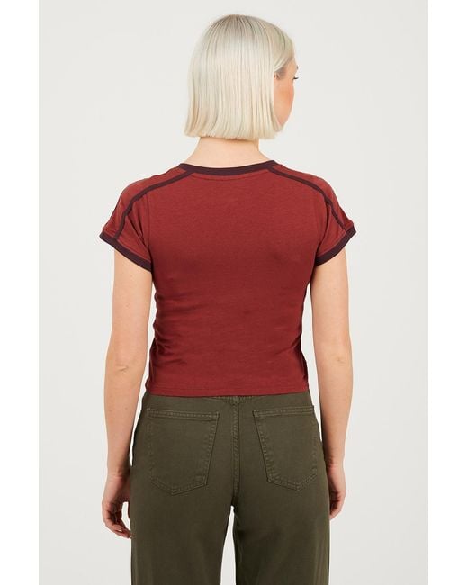 Brave Soul Red Stripe V-Neck T-Shirt