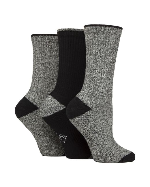 Country Pursuit Black 3 Pairs Ladies Water Repellent Midweight Outdoor Socks For Hiking & Walking