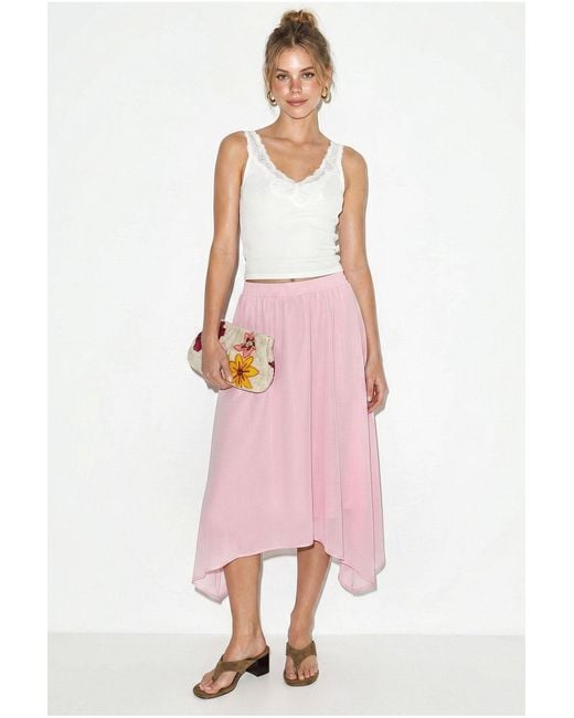 Bianco Lucci Pink High-Waist A-Line Midi Skirt