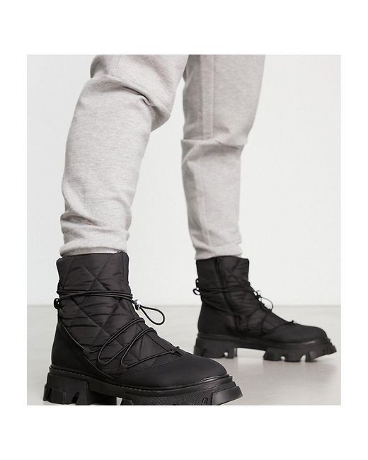 Public Desire Gray Gibson Quilted Lace Up Boots for men