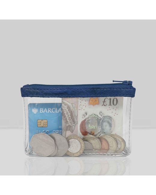 Assots London Blue Dinah' Zip Top Coin Purse Leather