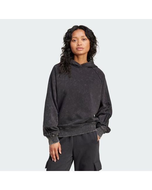 Adidas Black Washed-Out Boyfriend-Fit Hoodie