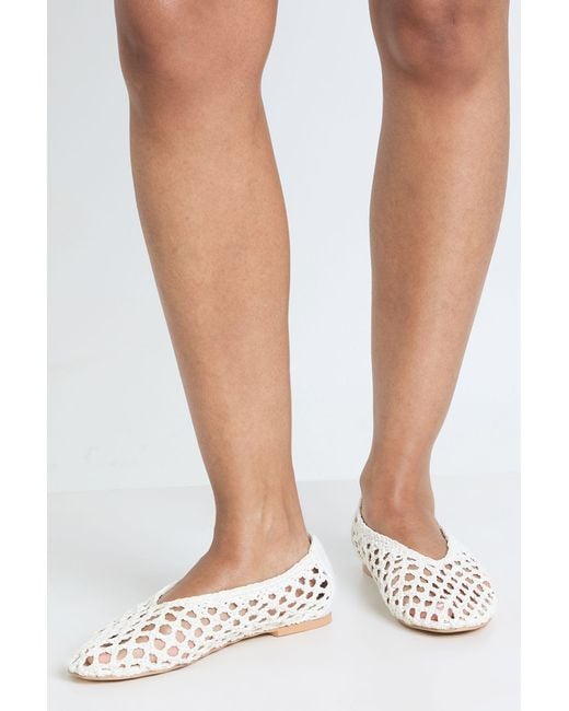 Boohoo White Wide Fit Woven Detail Ballerina