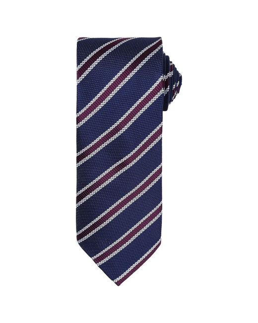 PREMIER Blue Stripe Waffle Tie /Aubergine) for men
