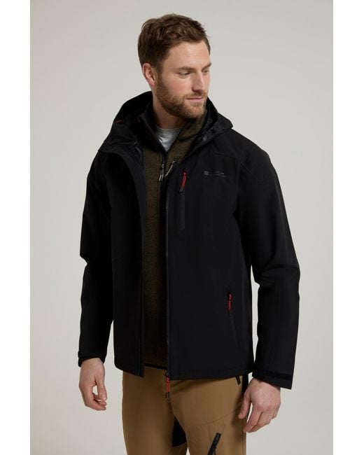Mountain Warehouse Blue 'Bachill' Waterproof Jacket Adjustable Hood Lightweight Activewear Coat for men