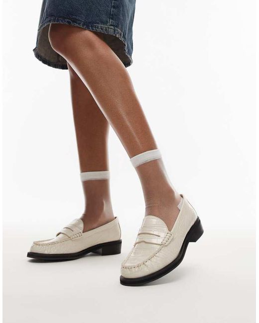 TOPSHOP White Carter Loafers With Ruched Detail