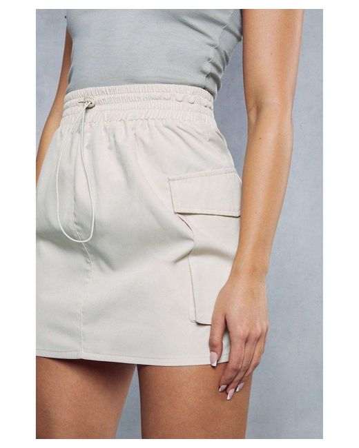 MissPap White Pocket Detail Utility Mini Skirt