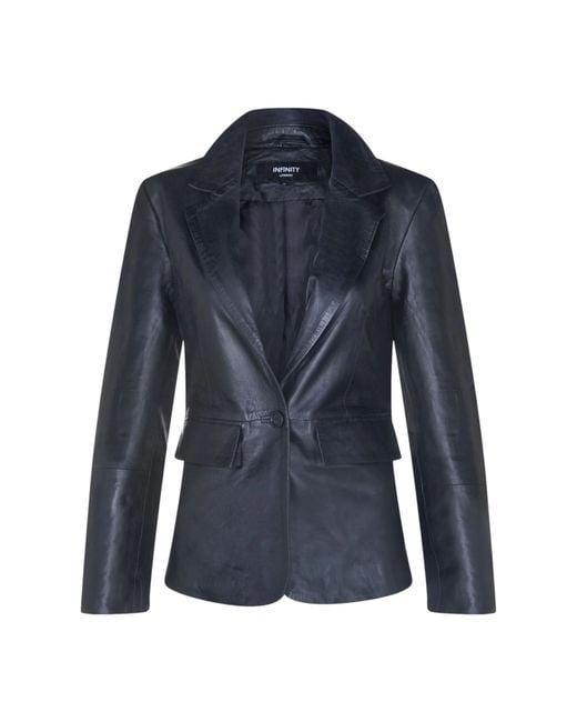 Infinity Leather Black Italian Blazer Jacket-Chongqing Lamb Leather