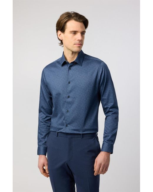 Ted Baker Blue Long Sleeve Floral Slim Fit Formal Shirt for men