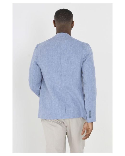 Brave Soul Blue Light 'Cambridge' Button Through Chambray Blazer for men