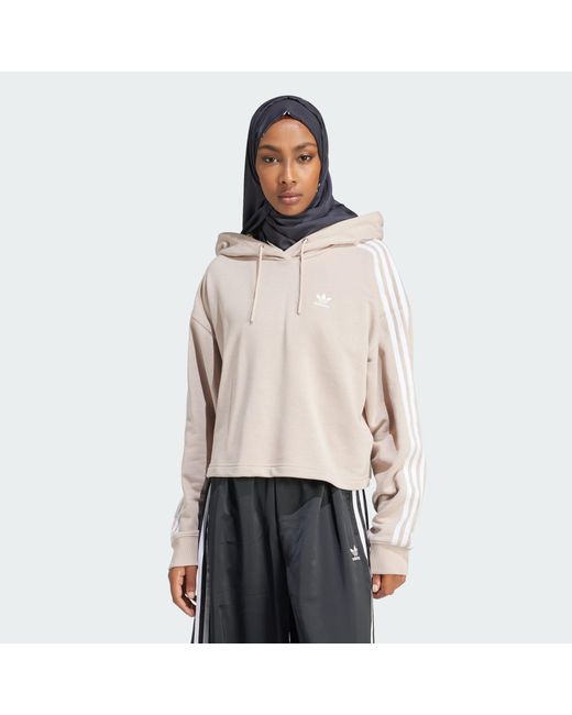 Adidas Natural Adicolor 3-Stripes Short Hoodie