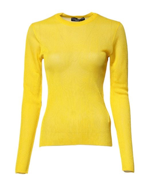 Dolce & Gabbana Yellow Rippstrick Langarmpullover
