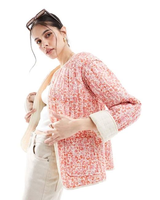 ASOS Pink Cotton Quilted Jacket