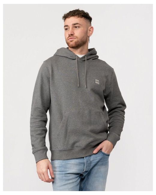 Boss Gray Boss Wetalk Pullover Hoodie With Logo Patch for men