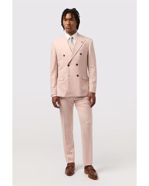 Antique Rogue Pink Double Breasted Long Sleeve Six Button Slim Fit Suit Jacket for men