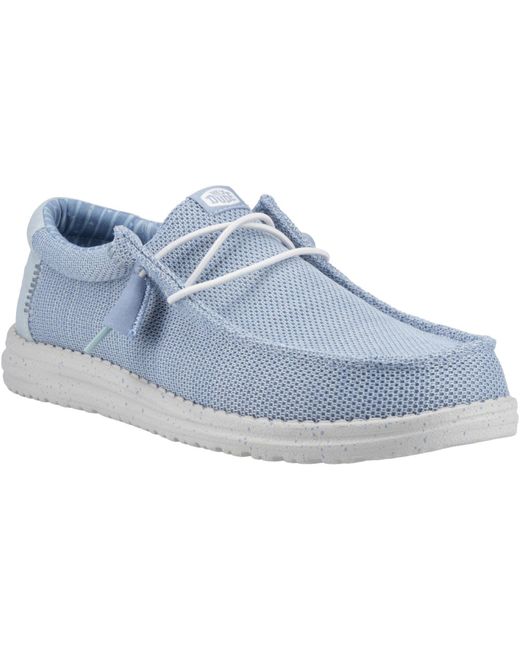 HeyDude Wally Stretch Socken Polyester Herren Mokassin Schuhe Wolkenblau/Frühmorgenblau in Blue für Herren