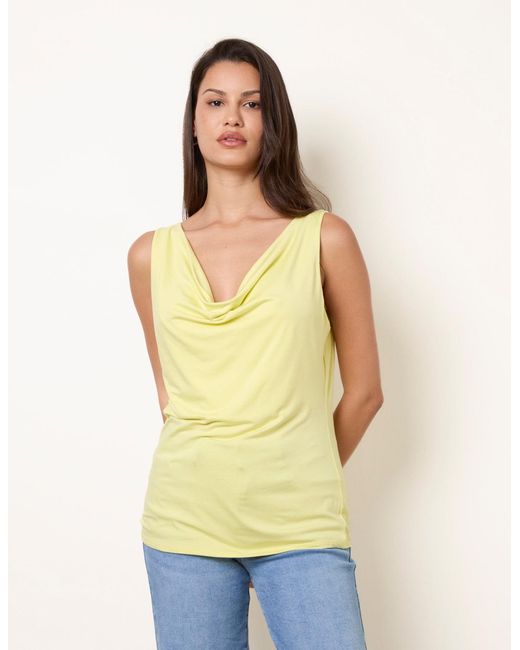 Blue Vanilla Blue Sleeveless Cowl Neck Viscose Jersey Top