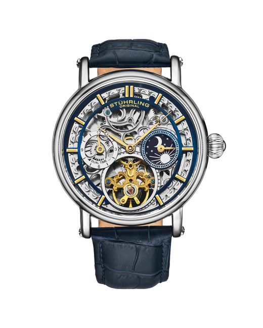 Stuhrling Gray Macrocosm 4000 Automatic 43Mm Skeleton With Dual Time for men