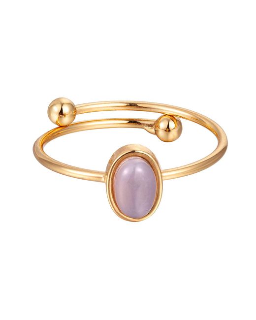 The Jewellery Stockroom Metallic Plated Oval Smokey Quartz Adjustable Ring