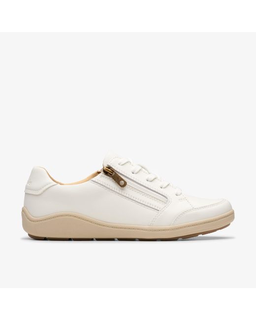 Clarks White Bryianne Bayla Off Leather Trainers