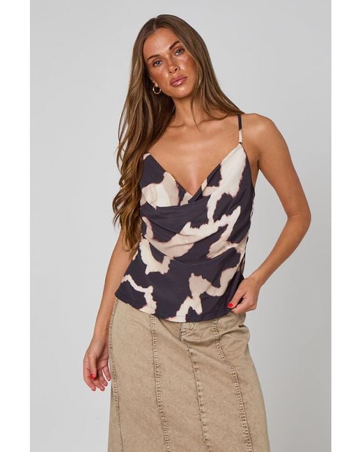 Urban Bliss Black Tort-Detail Cowl Neck Camisole