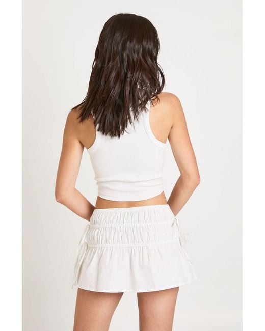 Boohoo White Poplin Shirred Mini Skirt