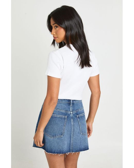 Boohoo Blue Petite Seam Detail Mini Skirt