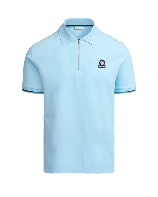 Sandbanks Blue Badge Logo Zip Polo Shirt Crystal for men